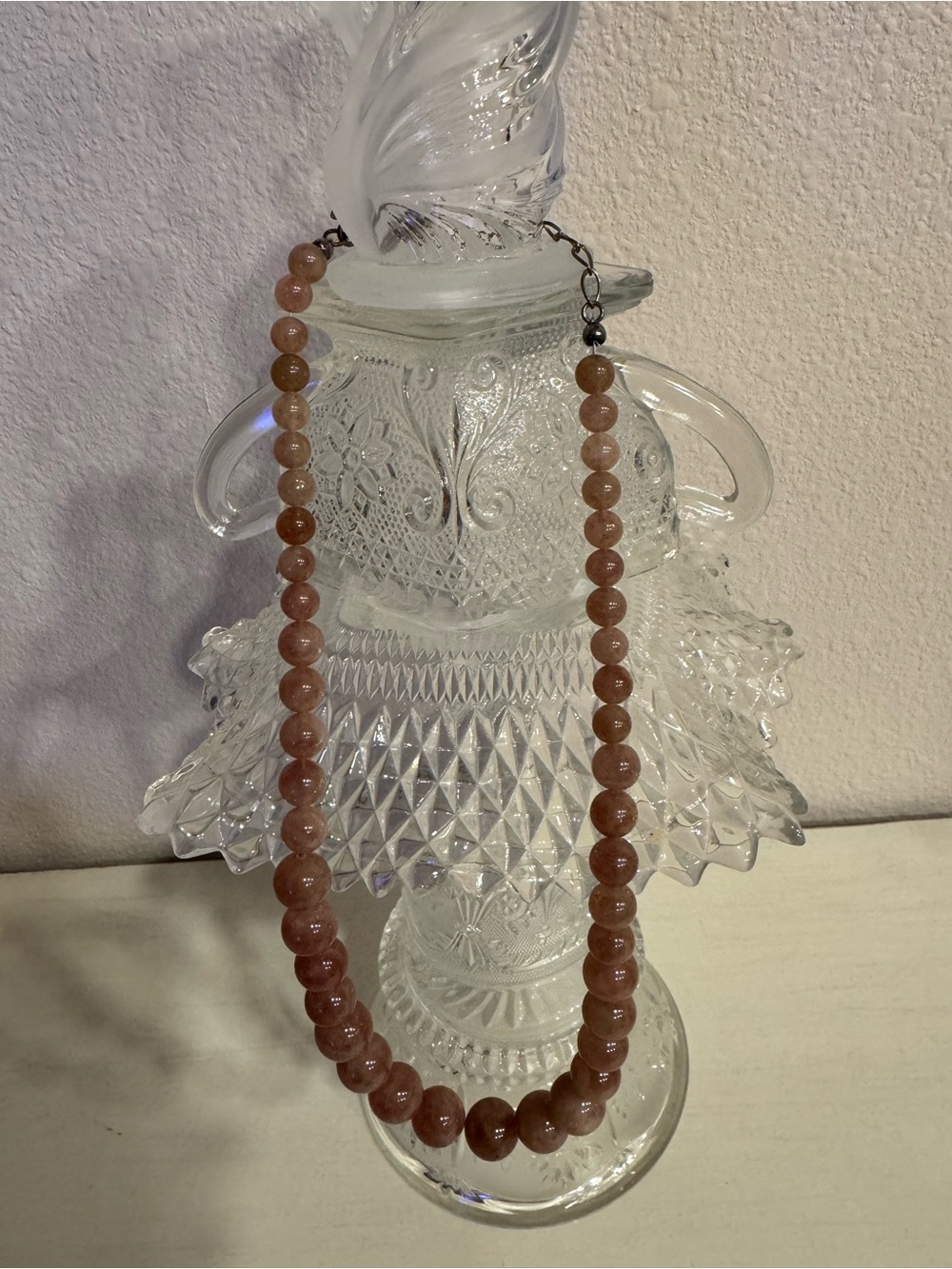 Handcrafted Peach Moonstone Beaded Necklace